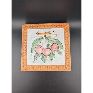 Horchow Italian Glazed Terracotta 6.5" Radish Fruits Wall Art Tiles Italy